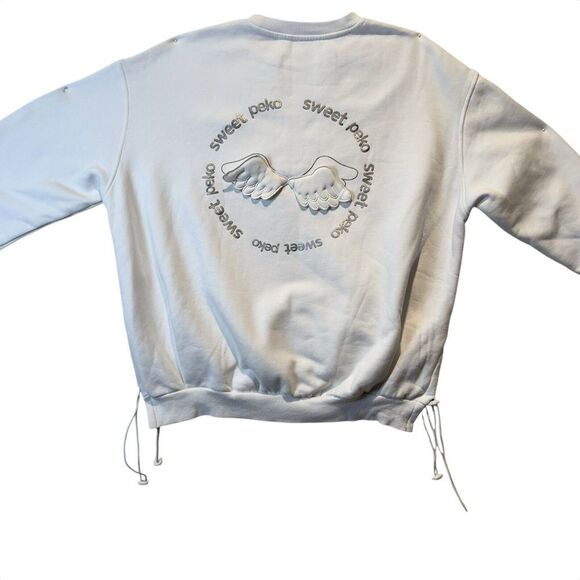 Peko 3D Sweatshirt White/Silver Angel Wings Sweet Peko Size S (See Measurements) - Picture 4 of 13